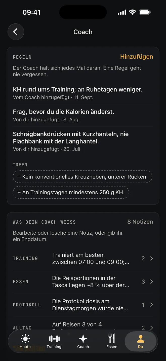 Die Regeln des Coaches und was er über dich weiß, nach Thema
